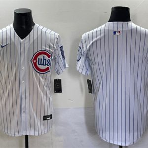 Chicago Cubs Blank White Pinstripe 2nd Alternate Limited Stitched Jersey