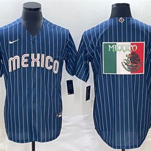 Mexico Navy Team Big Logo World Classic Stitched Jersey 002