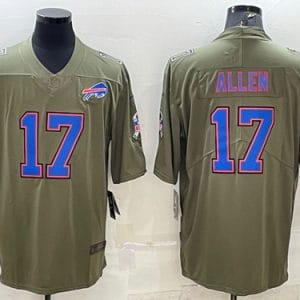 Buffalo Bills #17 Josh Allen Olive Salute To Service Limited Stitched Jersey