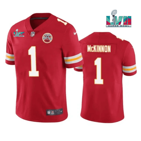 Kansas City Chiefs #1 Jerick McKinnon Red Super Bowl LVII Patch Vapor Untouchable Limited Stitched Jersey