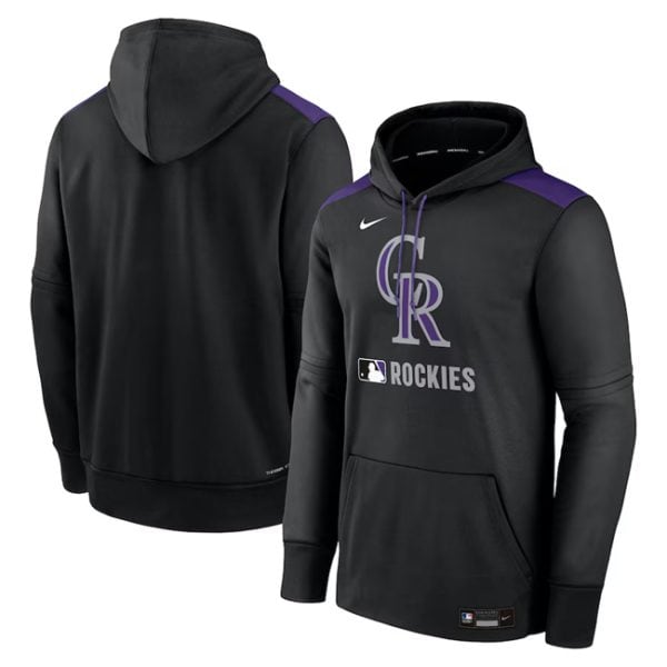 Colorado Rockies Black Collection Performance Pullover Hoodie