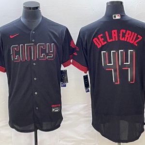 Cincinnati Reds #44 Elly De La Cruz Black 2023 City Connect Flex Base Stitched Jersey
