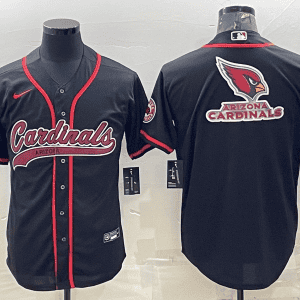 Arizona Cardinals Black Team Big Logo With Patch Cool Base Stitched Baseball Jersey