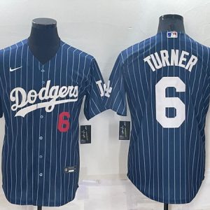 Los Angeles Dodgers #6 Trea Turner Navy Cool Base Stitched Baseball Jersey