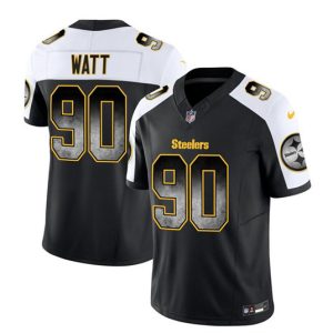 Pittsburgh Steelers #90 T.J. Watt Black White 2023 F.U.S.E. Smoke Vapor Untouchable Limited Stitched Jersey