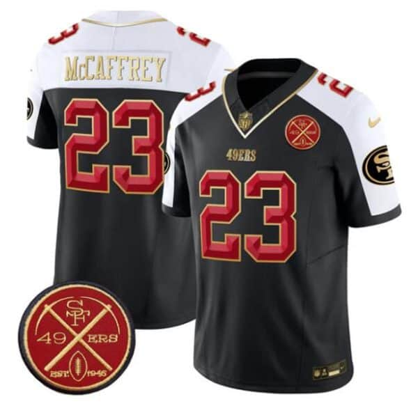 San Francisco 49ers #23 Christian McCaffrey Black Alternate F.U.S.E. Est.1946 Patch Vapor Limited Stitched Jersey