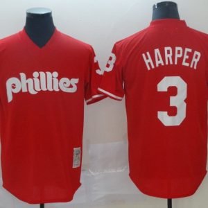 Philadelphia Phillies #3 Bryce Harper Red Cool Base Stitched Jersey
