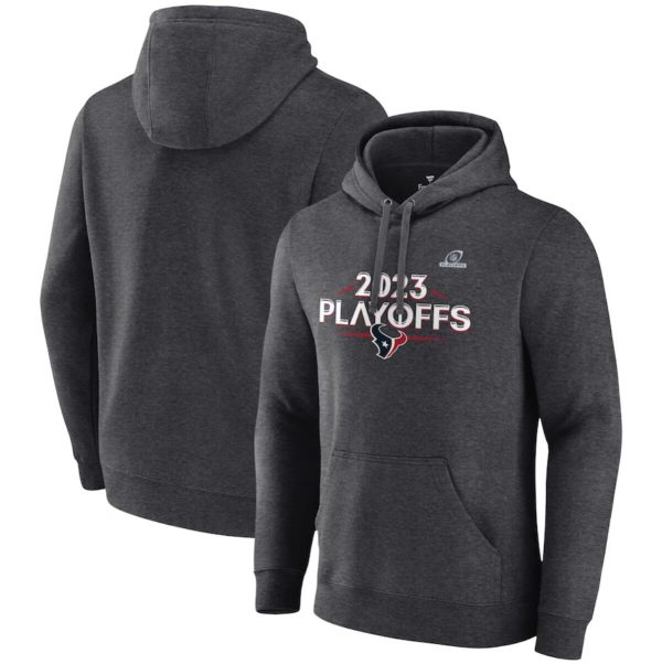 Houston Texans Heather Charcoal 2023 Playoffs Fleece Pullover Hoodie