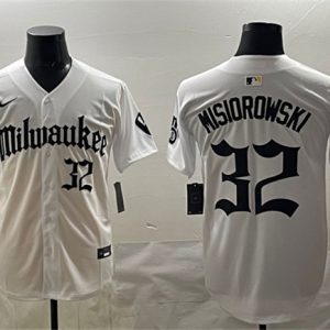 Milwaukee Brewers #32 Jacob Misiorowski White 'Gothic 414 Shadows Edition' Vapor Premier Limited Stitched Jersey