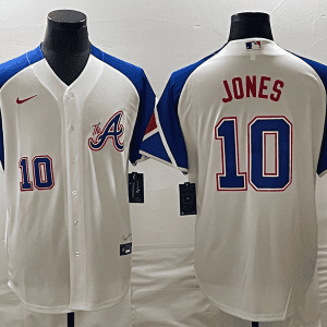 Atlanta Braves #10 Chipper Jones White 2023 City Connect Cool Base With Patch Stitched Jersey