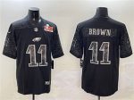 Philadelphia Eagles #11 A.J. Brown Black 2025 Super Bowl LIX Patch Reflective Vapor Untouchable Limited Stitched Jersey