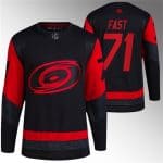 Carolina Hurricanes #71 Jesper Fast Black Red Stadium Series Breakaway Stitched Jersey