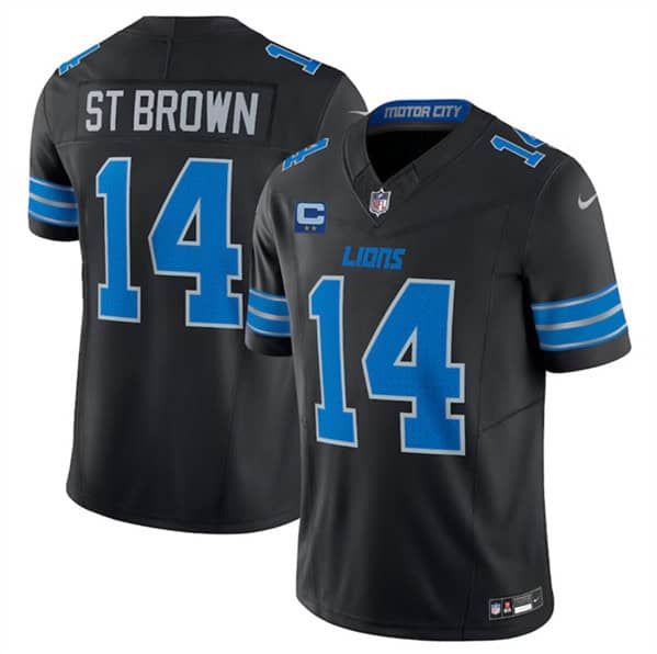 Detroit Lions #14 Amon-Ra St. Brown Black 2024 F.U.S.E. With 2-Star C Patch 2nd Alternate Vapor Limited Stitched Jersey