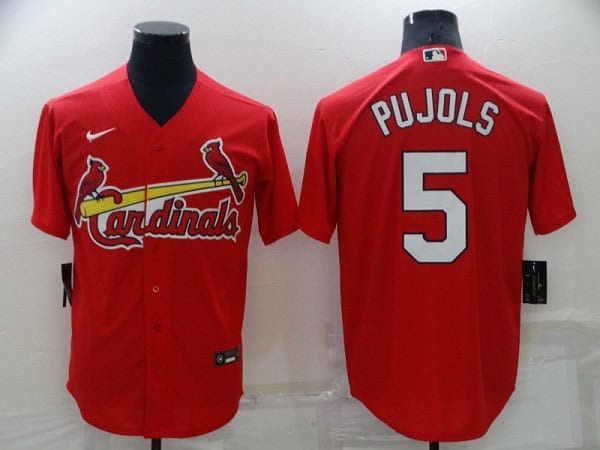 St. Louis Cardinals #5 Albert Pujols Red Cool Base Stitched Jersey