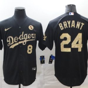 Los Angeles Dodgers Front #8 Back #24 Kobe Bryant With KB Patch Black Cool Base Stitched Jersey