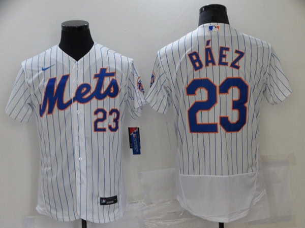 New York Mets #23 Javier B¨¢ez White Flex Base Stitched Jersey