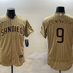 San Diego Padres #9 Jake Cronenworth Brown Flex Base Stitched Jersey