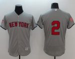 Yankees #2 Derek Jeter Grey Fashion Stars Stripes Flexbase Authentic Stitched Jersey