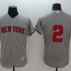 Yankees #2 Derek Jeter Grey Fashion Stars Stripes Flexbase Authentic Stitched Jersey