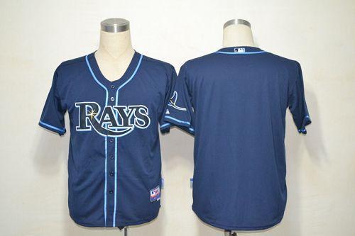 Rays Blank Dark Blue Cool Base Stitched Jersey