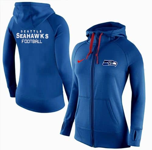 Nike Seattle Seahawks Full-Zip Performance Hoodie Blue