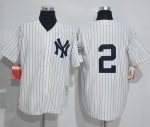 Mitchell And Ness Yankees #2 Derek Jeter White Strip Throwback Stitched Jersey