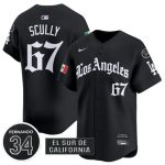 Los Angeles Dodgers #67 Vin Scully Black Mexico 2025 LA Gothic Style With Fernando Patch Vapor Premier Limited Stitched Jersey