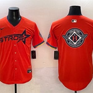Houston Astros Team Big Logo Orange 2025 City Connect With Texas Patch Limited Stitched Jersey