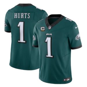 Philadelphia Eagles #1 Jalen Hurts Green 2023 F.U.S.E. With C Patch Vapor Untouchable Stitched Jersey
