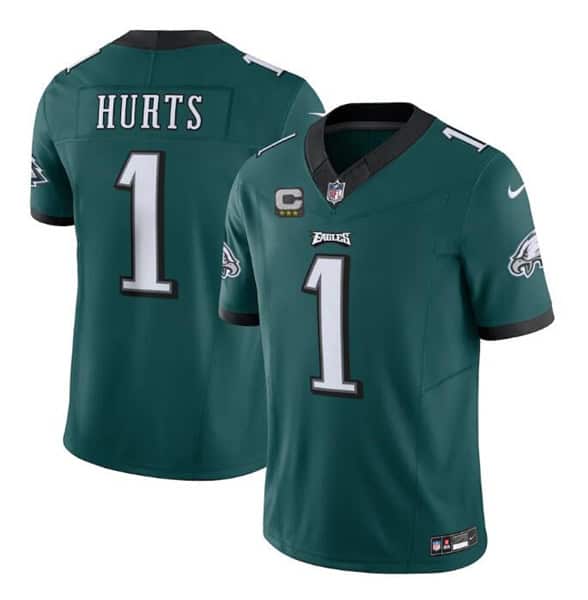 Philadelphia Eagles #1 Jalen Hurts Green 2023 F.U.S.E. With C Patch Vapor Untouchable Stitched Jersey