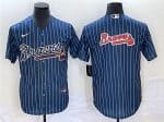 Atlanta Braves Navy Team Big Logo Cool Base Stitched Jersey
