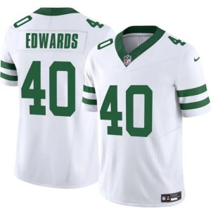New York Jets #40 Donovan Edwards White 2025 F.U.S.E. Vapor Untouchable Limited Football Stitched Jersey