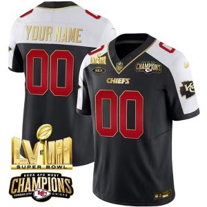 Kansas City Chiefs Custom Black White 2024 F.U.S.E. AFC West Champions Super Bowl LVIII Patch With "NKH" Patch Vapor Untouchable Limited Stitched Jersey