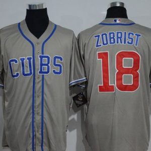 Cubs #18 Ben Zobrist Grey New Cool Base Alternate Road Stitched Jersey