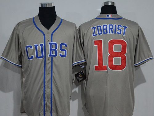 Cubs #18 Ben Zobrist Grey New Cool Base Alternate Road Stitched Jersey