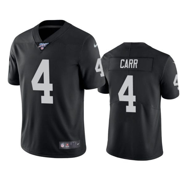 Raiders #4 Derek Carr Black 2019 100th Season Vapor Untouchable Limited Stitched Jersey