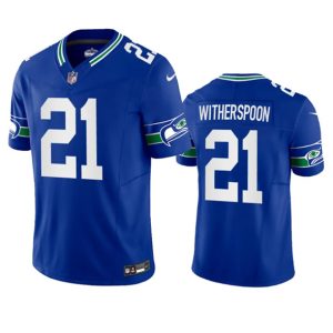 Seattle Seahawks #21 Devon Witherspoon Royal 2023 F.U.S.E. Vapor Limited Throwback Stitched Jersey