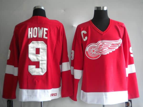 Red Wings #9 Gordie Howe Red CCM Stitched Jersey