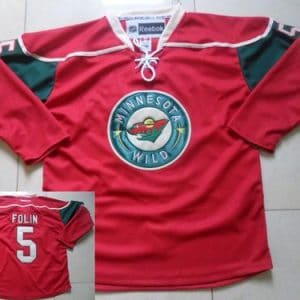 Wild #5 Christian Folin Red Stitched Jersey