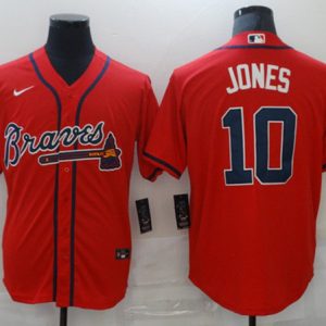 Atlanta Braves #10 Chipper Jones Red Stitched Jersey