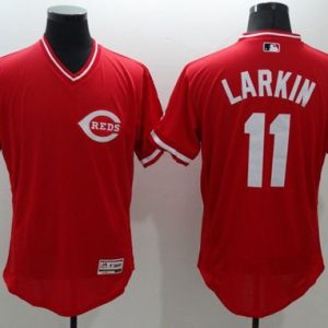 Reds #11 Barry Larkin Red Flexbase Authentic Collection Cooperstown Stitched Jersey