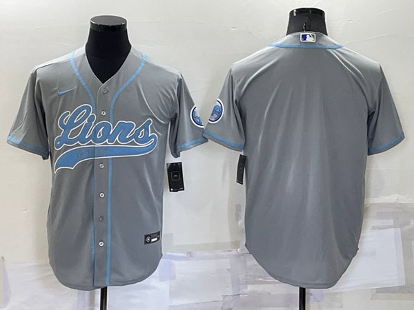 Detroit Lions Blank Gray Cool Base Stitched Baseball Jersey