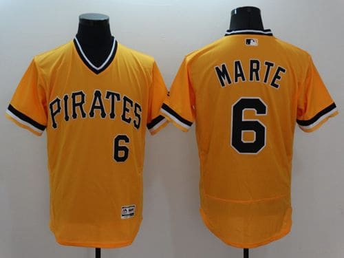 Pirates #6 Starling Marte Gold Flexbase Authentic Collection Stitched Jersey