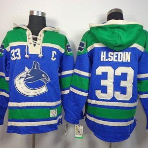 Canucks #33 Henrik Sedin Blue Sawyer Hooded Sweatshirt Stitched Jersey