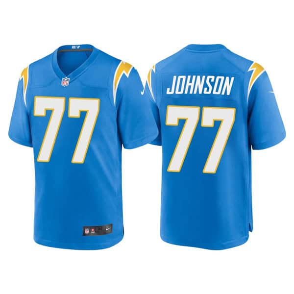 Los Angeles Chargers #77 Zion Johnson Blue Limited Stitched Jersey