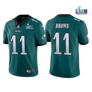 Philadelphia Eagles #11 A. J. Brown Green Super Bowl LVII Patch Vapor Untouchable Limited Stitched Jersey