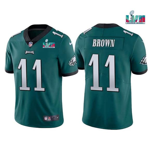 Philadelphia Eagles #11 A. J. Brown Green Super Bowl LVII Patch Vapor Untouchable Limited Stitched Jersey