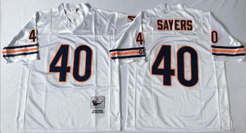 Mitchell Ness Bears #40 Gale Sayers White Small No. Throwback Stitched Jersey