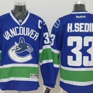 Canucks #33 Henrik Sedin Blue Stitched Jersey