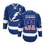 Tampa Bay Lightning #91 Steven Stamkos Royal Blue USA Flag Stitched Jersey